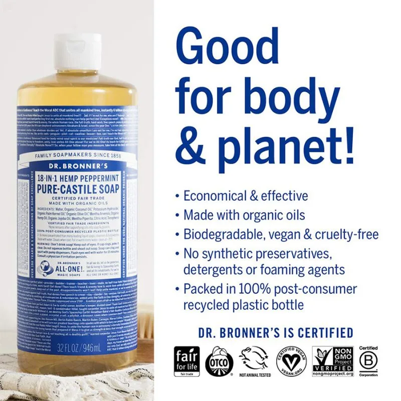 Dr. Bronner’s 8-i-1 Hampa & Pepparmynta - 946ml - Image 5